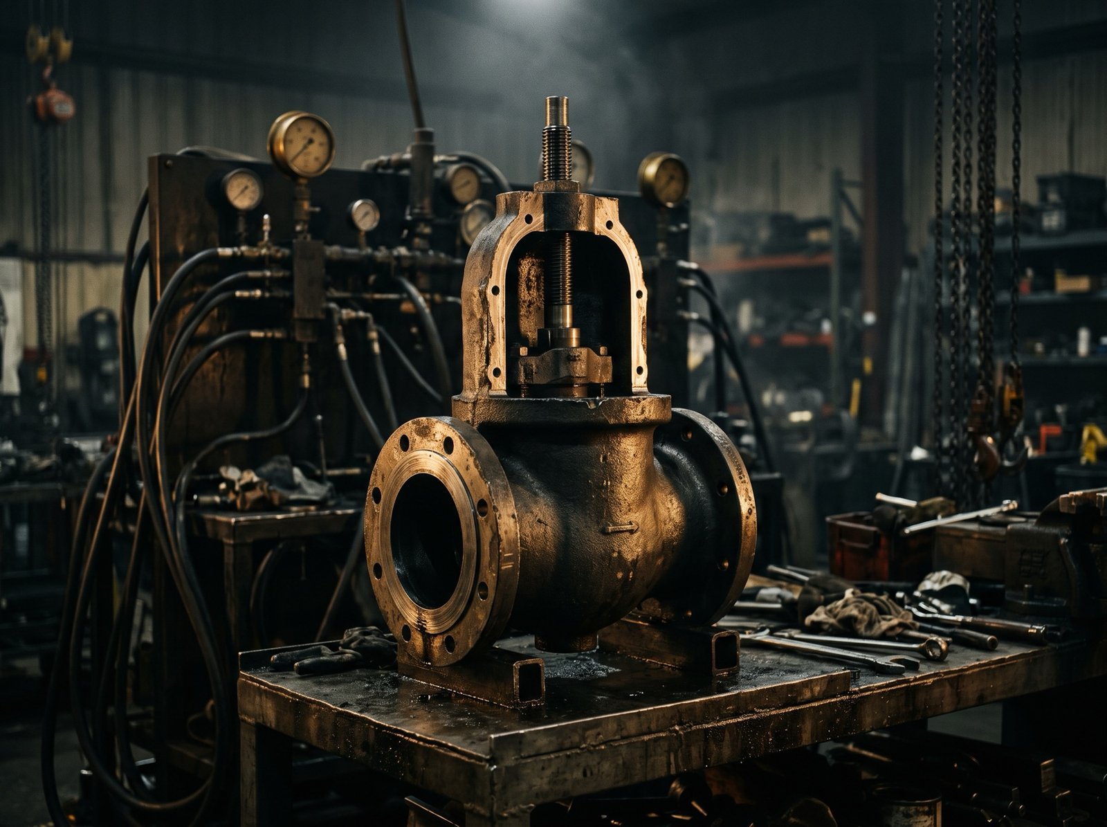 Gate valve opened for overhaul